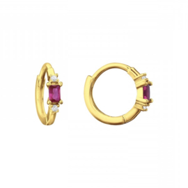 Baguette Zircon Hoops Pink Gold Vermeil
