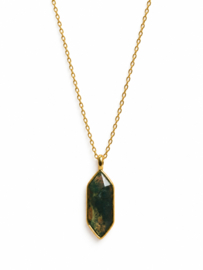 Mos Agaat Diamond Ketting - Gold Vermeil