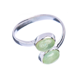 Prehnite 2-Stones Ring Sterling Silver