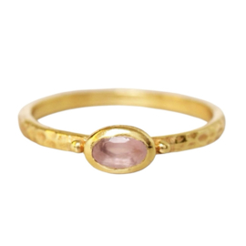 Oval Pink Chalcedony Ring Gold Vermeil / Muja Juma
