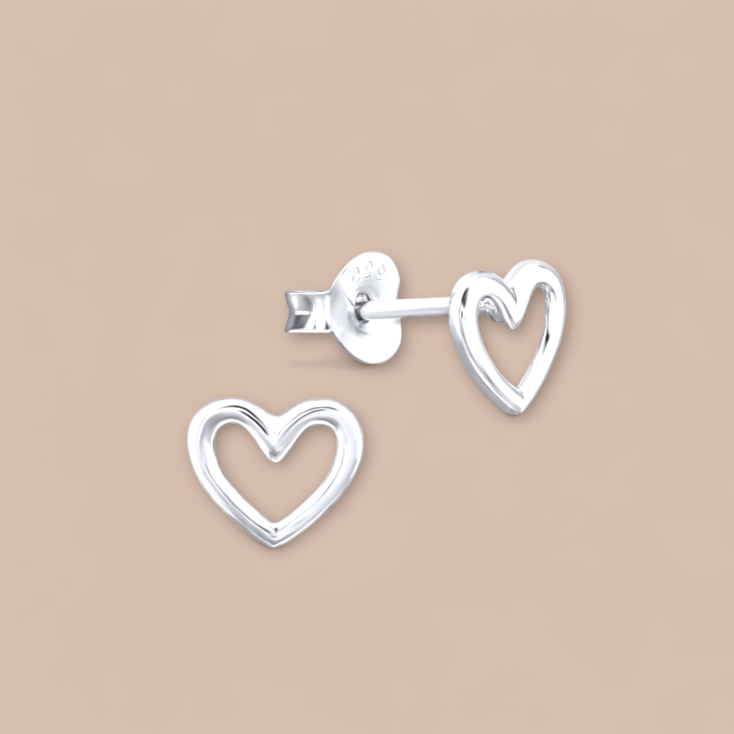 Open Heart Earstuds Sterling Silver