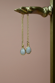 Rani Drops Maansteen Earchains - Gold Plated