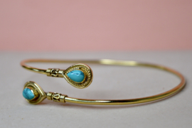 Turkoois Bohemian Bovenarm Armband - Brass