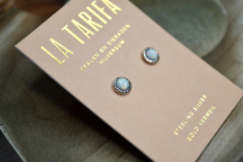Fire Snow Opal Studs Sterling Silver