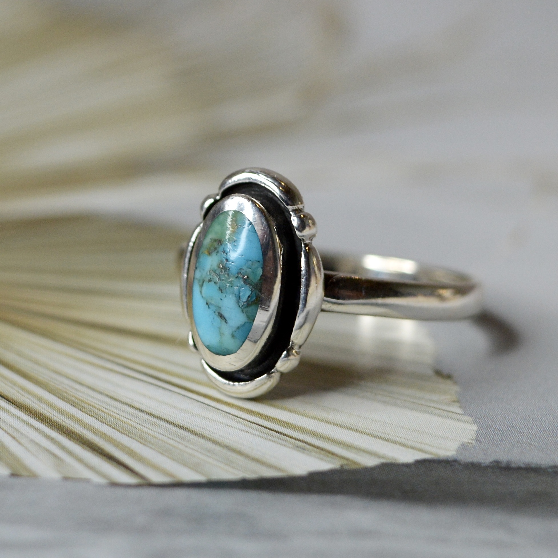 Native Mohave Turquoise Ring Sterling Silver