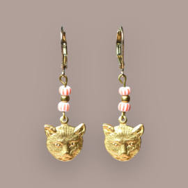 Lucky Cats Earrings Brass