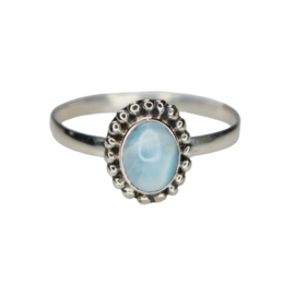 Dotted Oval Larimar Ring Sterling Silver