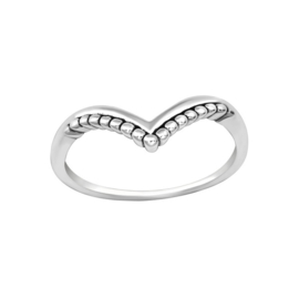 Beaded V Ring Sterling Silver