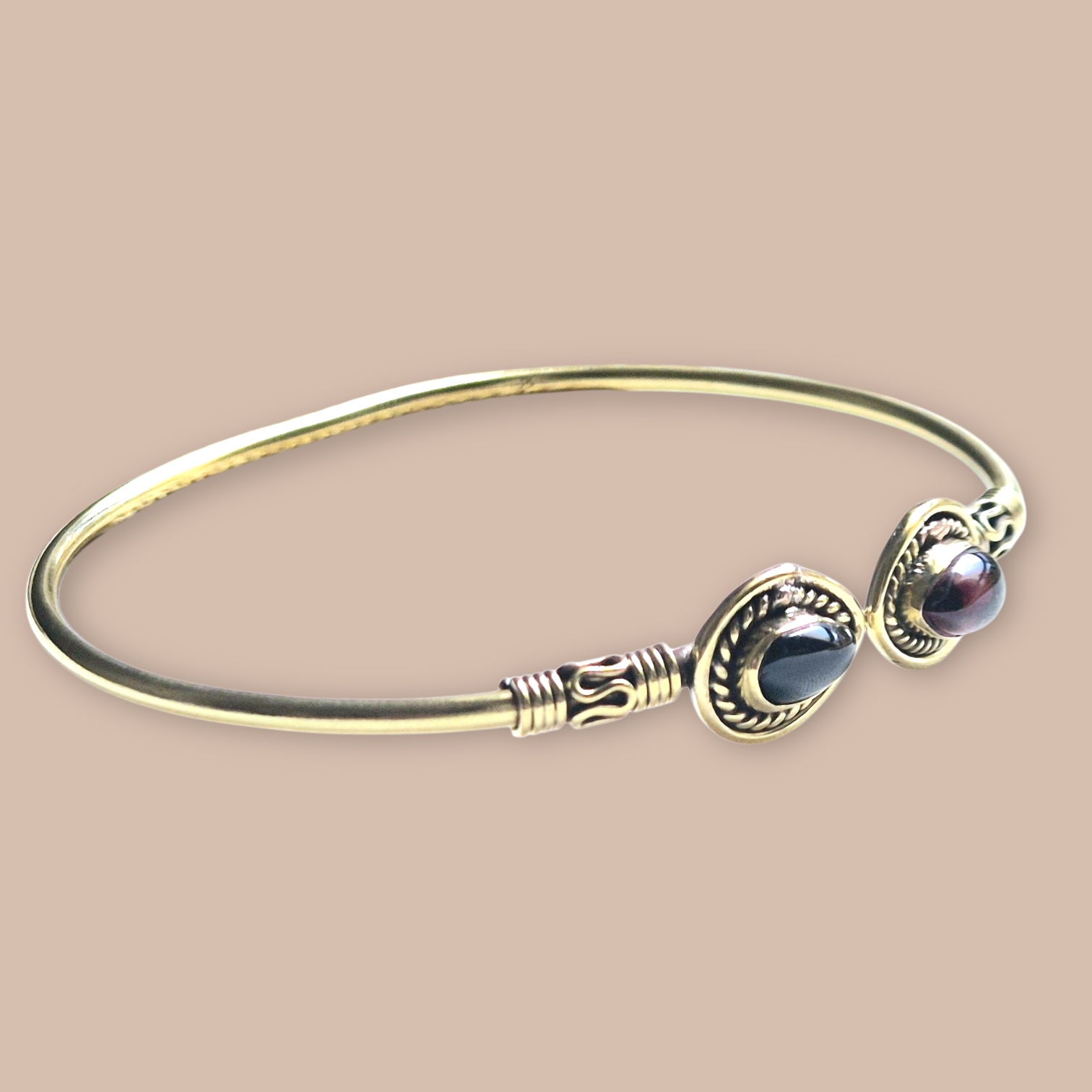 Boho Garnet Bangle Brass
