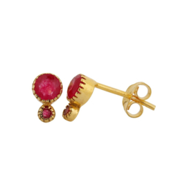 Ruby 2-Stone Studs Gold Vermeil Oorstekers