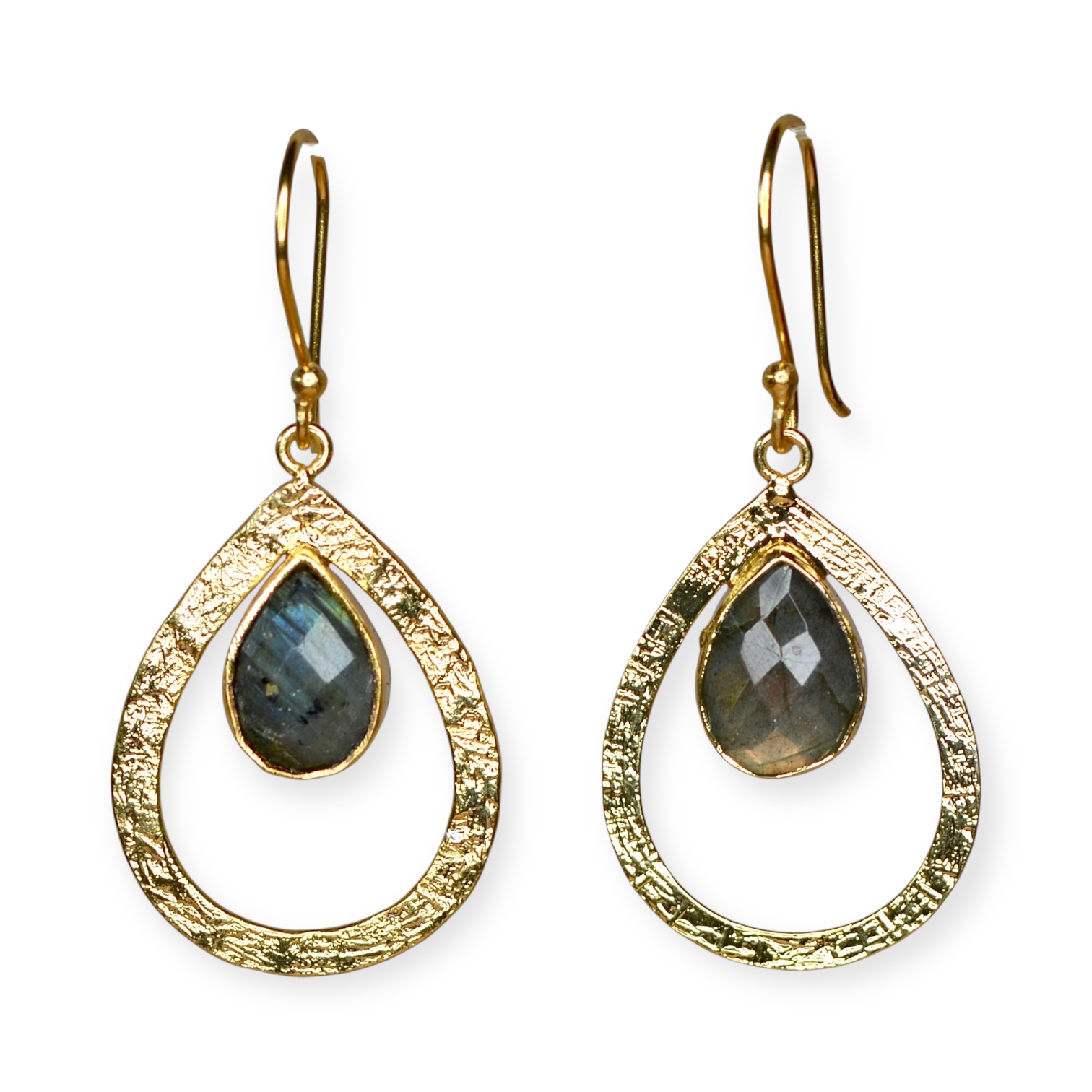 Riva Kashi Labradorite Earrings Gold Plated