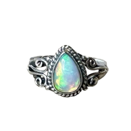 Boho Opal Ring Sterling Silver