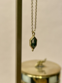 Diamond Dot Moss Agate Gold Vermeil Necklace / Muja Juma