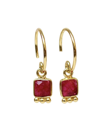 Square Ruby Gold Vermeil Earrings / Muja Juma