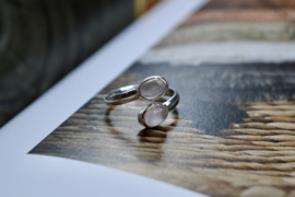 Rose Quartz 2-Stones Ring / Sterling Silver 18