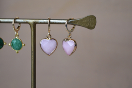 Rose Quartz Heart Gold Plated Earrings