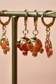 Crab Oorbel Oranje - Gold Plated