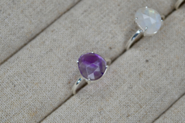 Faceted Amethyst Ring Sterling Silver