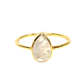 Rain Drop Moonstone Ring Gold Vermeil