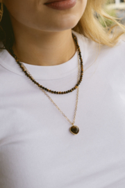 Tijgeroog Hart Ketting - Stainless Steel Goud