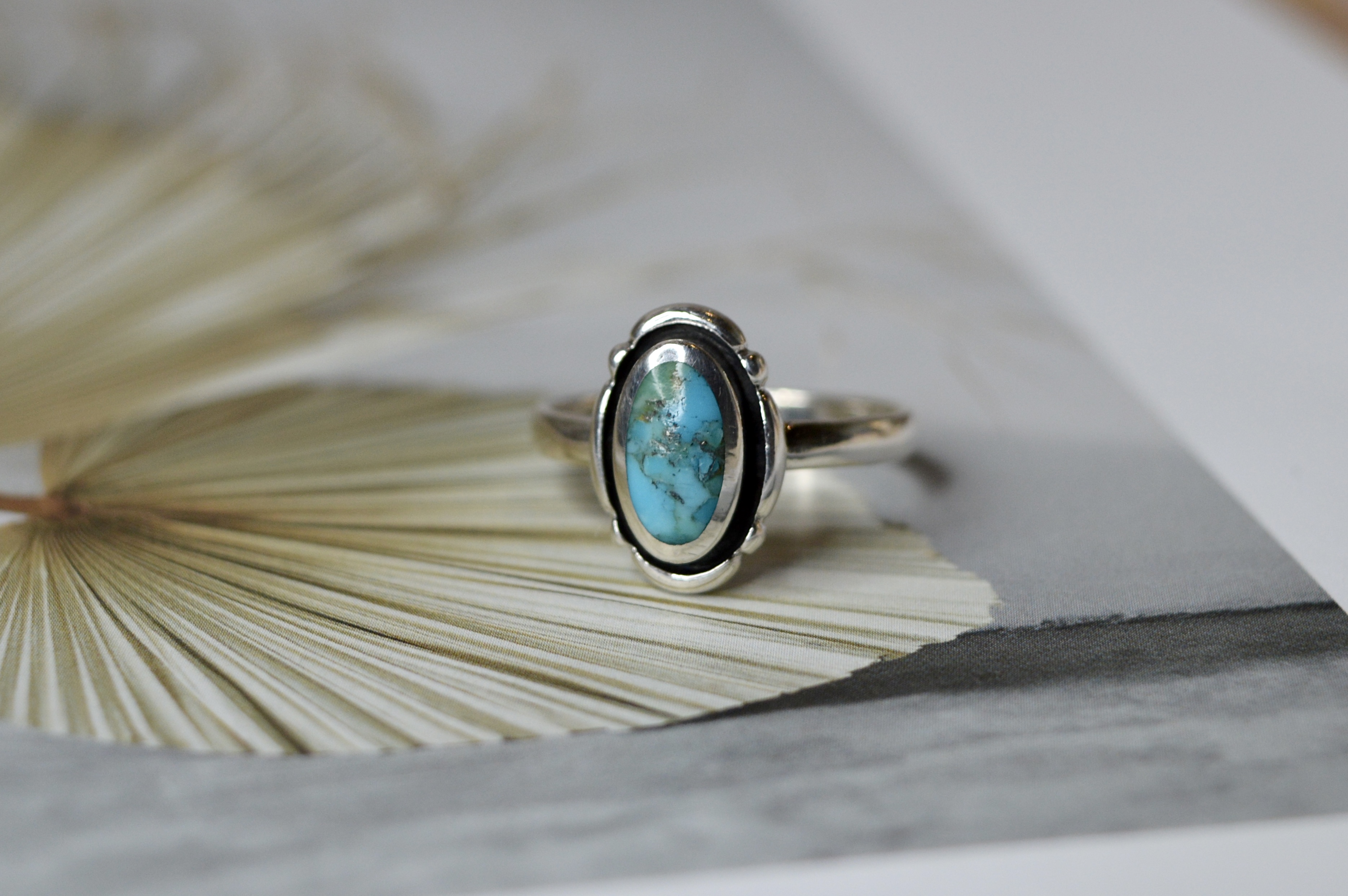 Native Mohave Turquoise Ring Sterling Silver