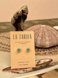 Blue Chalcedony Studs Gold Vermeil