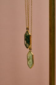Mos Agaat Diamond Ketting - Gold Vermeil