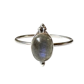 Triple Dotted Labradorite Ring Sterling Silver