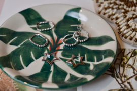 Dotted Semi-Hoop Oorstekers- Sterling Zilver