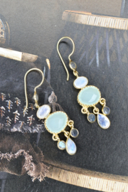 Thane Long Multi Stone Earrings Gold Vermeil