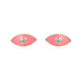 Pink Eye Zircon Gold Vermeil Studs / Oorstekers