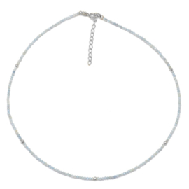 Aquamarine Beaded Sterling Silver Necklace