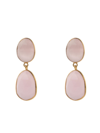 Asha Rose quartz Ear Studs - Gold Vermeil
