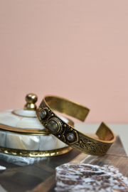 Labradoriet Boho 3-Stone Bangle - Brass
