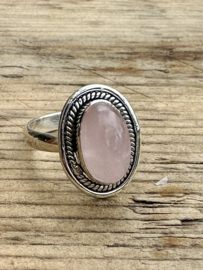 Oval Rose Quartz Ring Sterling Silver