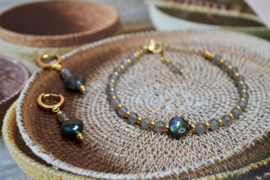 Labradoriet Amore Oorbellen - Gold Plated