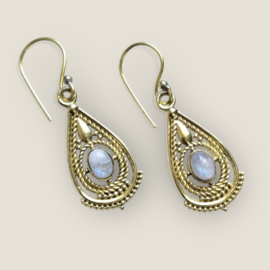 Boho Moonstone Earrings Brass