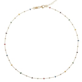 Multi Color Stones Necklace Gold Vermeil