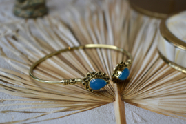Blue Chalcedony Bangle Brass