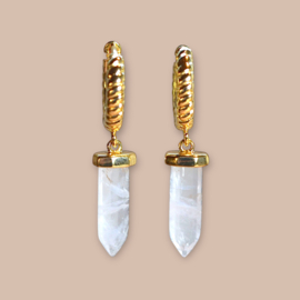Crystal Arrow Point Gold Plated Earrings