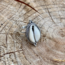 Cowrie Shell Ring Sterling Silver