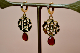 Dreamcatcher Granaat Oorbellen - Gold Plated