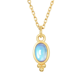 Oval 3-Dots Moonstone Necklace - Gold Vermeil