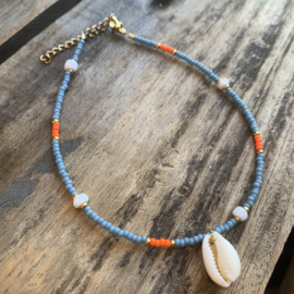 Shell Blue Anklet / Enkelbandje