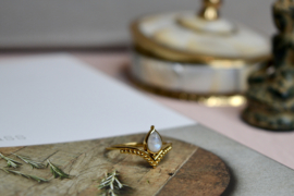 Moonstone Drop Chevron Ring Gold Vermeil