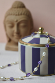 Parel en Amethist Amaya Ketting - Gold Plated