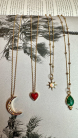 Red Heart Necklace Gold Plated / Ketting