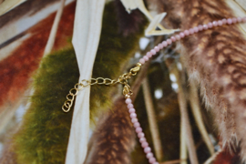 Pink Opal Beaded Gold Vermeil Necklace