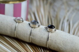 Triple Dotted Labradorite Ring Sterling Silver