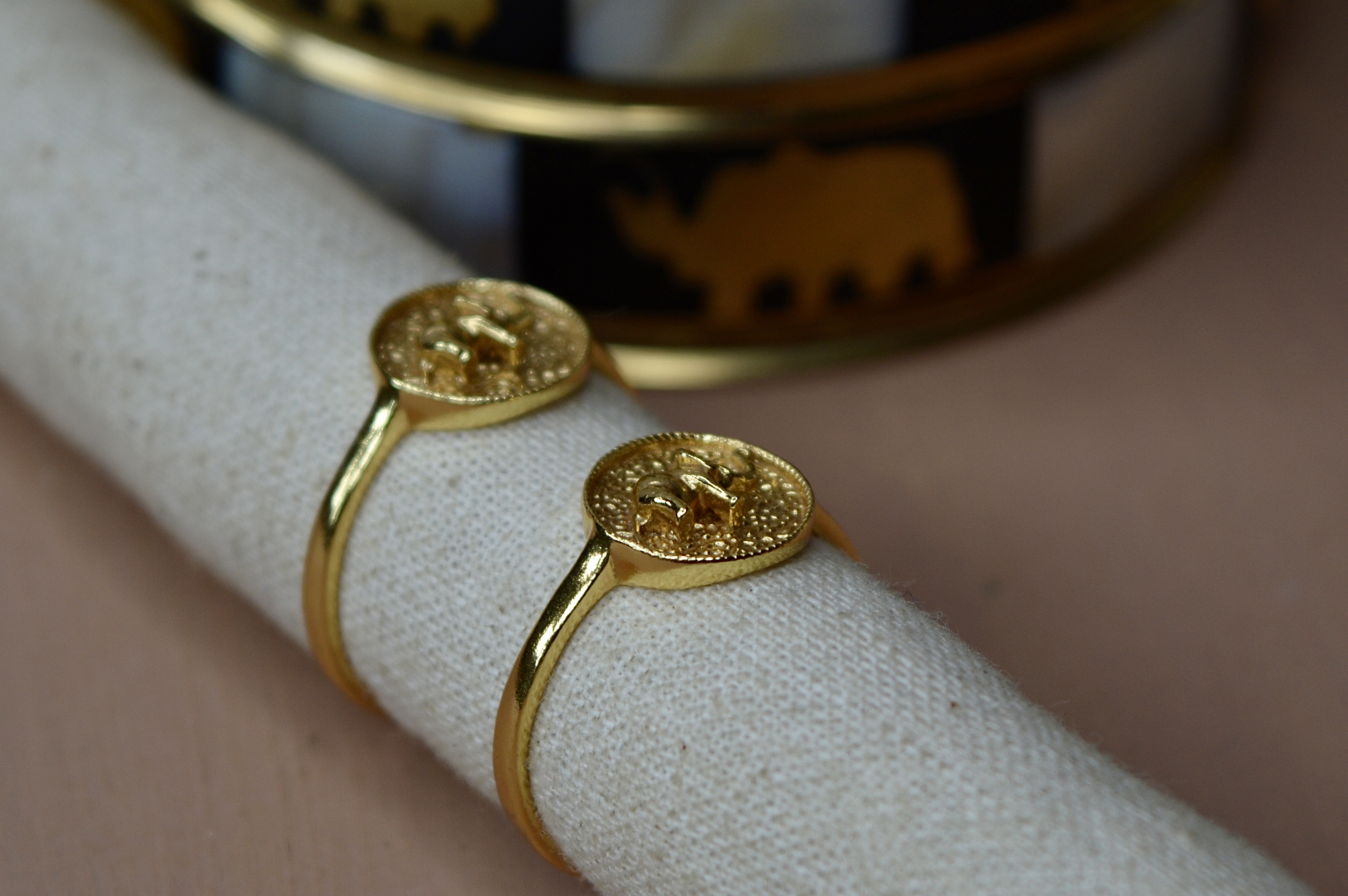 Elephant Signet Ring Gold Plated
